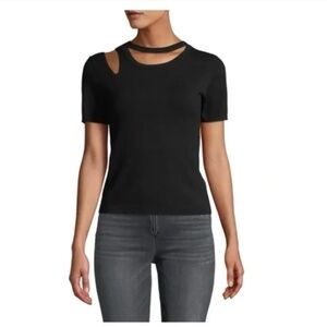 NWT $195 ALICE + OLIVIA Roslyn Cutout Fitted Sweater‎ in black - size Small!